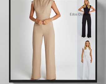 Women's Jumpsuit summer v-neck sleeveless long elegant jumpsuit