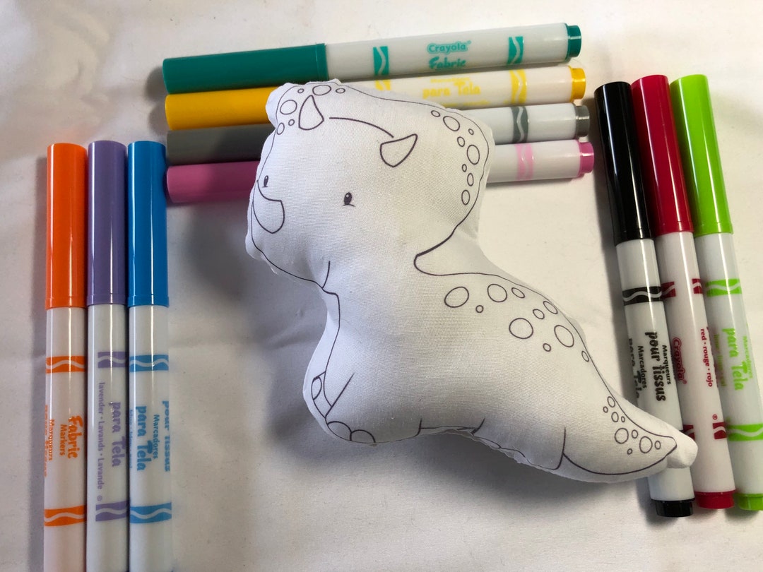 Dinosaur Plush Coloring Toy Doll Craft Kit Markers Included - Etsy