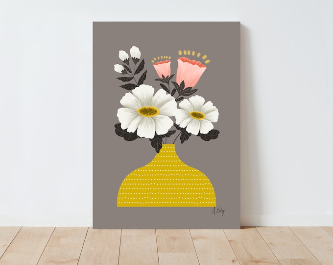 Scandinavian Floral Print: Folk Art Botanical Illustration