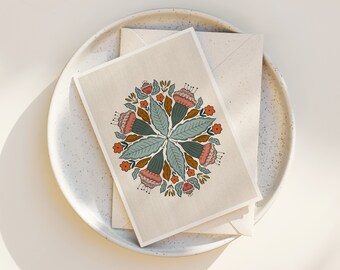 Scandinavian Floral Greeting Cards: Hygge Folk Art Notecards