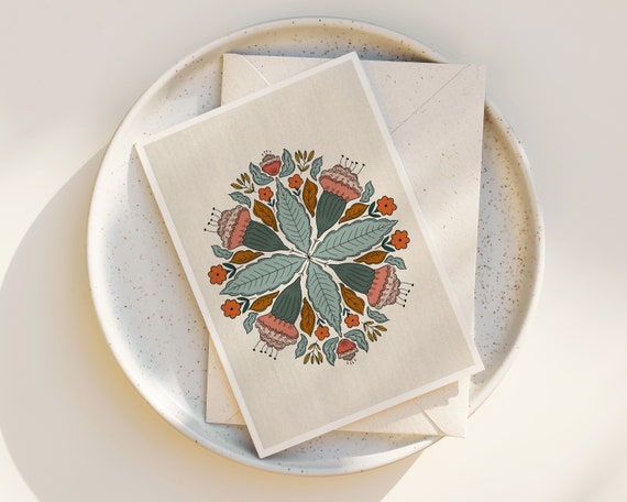 Scandinavian Nature Illustration Greeting Cards - Blank Inside - Any Occasion - Notecards - with envelopes - whimsical - cute - floral cards