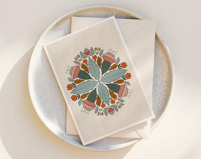 Scandinavian Floral Greeting Cards: Hygge Folk Art Notecards