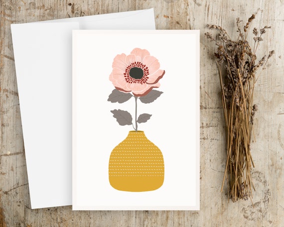 Floral Greeting Card with Envelope - Greeting Card Set - Note Card Set - Boho - botanical - blank greeting cards - set of notecards - modern