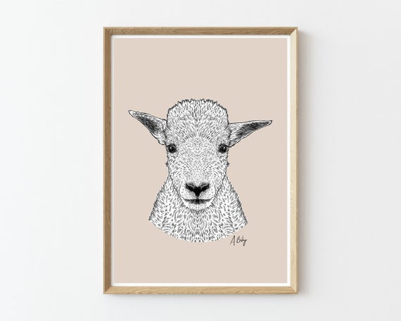 Mountain Goat Art Print | Wall Art | Customizable Prints | Nursery Art | Wildlife Prints | Nature Prints | Large Wall Art | Custom Art