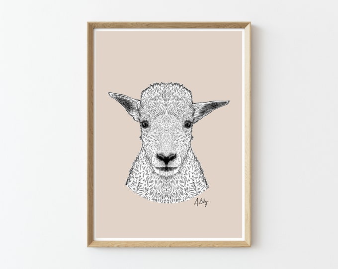 Mountain Goat Art Print | Wall Art | Customizable Prints | Nursery Art | Wildlife Prints | Nature Prints | Large Wall Art | Custom Art