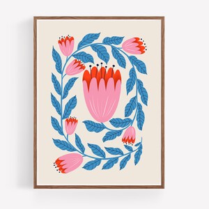 Folk Art Floral Illustration Print botanical wall art Scandinavian Art Nature wall art Modern wall art Flower art abstract print image 10