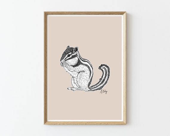 Chipmunk Wall Art | Chipmunk Art Print | Customizable Art | Nature Home Decor | Nature Prints | Large Wall Art | Modern Animal Art | modern