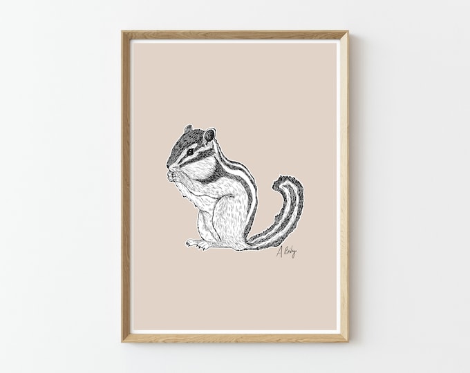 Chipmunk Wall Art | Chipmunk Art Print | Customizable Art | Nature Home Decor | Nature Prints | Large Wall Art | Modern Animal Art | modern