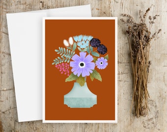 Folk Art Flowers Notecards - Folk Art Flowers - Greeting Cards - botanical art - illustration - scandinavian art - notecards with envelopes