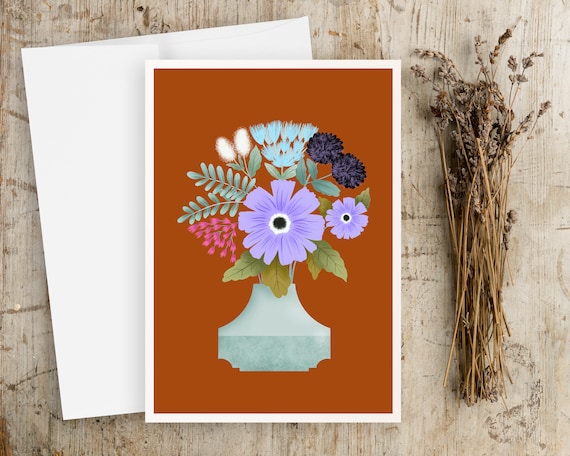 Folk Art Flowers Notecards - Folk Art Flowers - Greeting Cards - botanical art - illustration - scandinavian art - notecards with envelopes