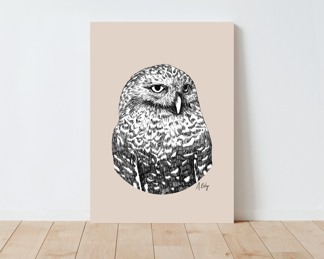Snowy Owl Art Print | Owl Wall Art | Nature Wall Art | Minimalist Art ...
