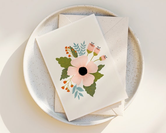 Folk Art Flowers Greeting Cards | Floral Note Cards | Set of Greeting Cards | Set of Notecards | botanical greeting cards | blank cards set