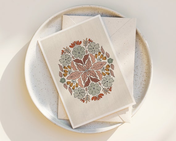 Scandinavian Nature Illustration Greeting Cards - Blank Inside - Any Occasion - Notecards - with envelopes - whimsical - cute - floral cards