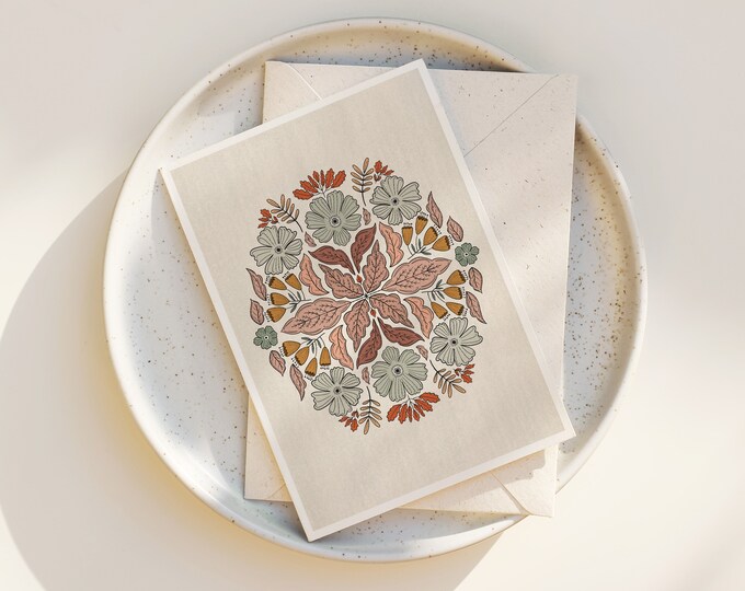 Scandinavian Floral Greeting Cards: Whimsical Folk Art Notecards