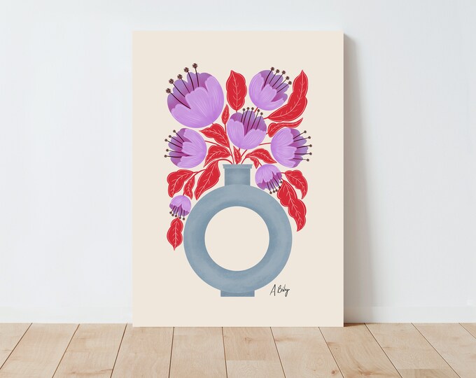 Abstract Floral Print: Mid-Century Modern Scandinavian Wall Art