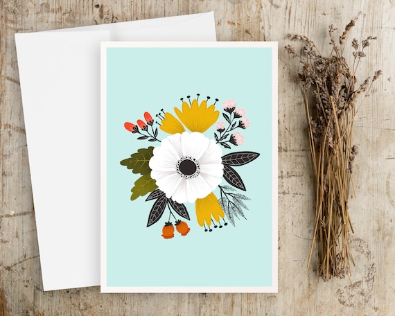 Floral Greeting Card - Any Occasion Note Card with Envelope