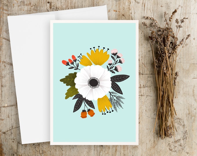 Floral Greeting Card - Any Occasion Note Card with Envelope