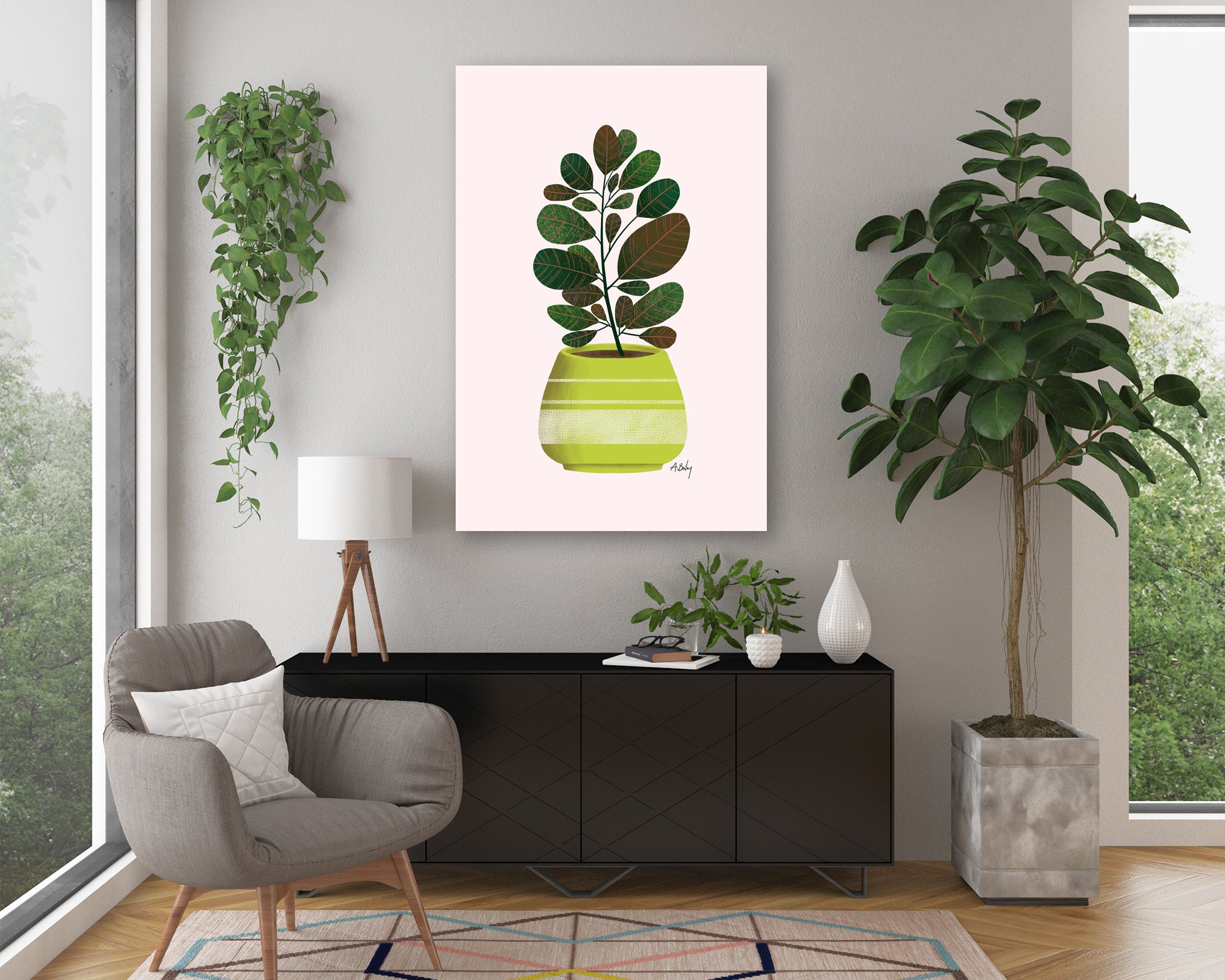 Potted Plant Art Print | Etsy