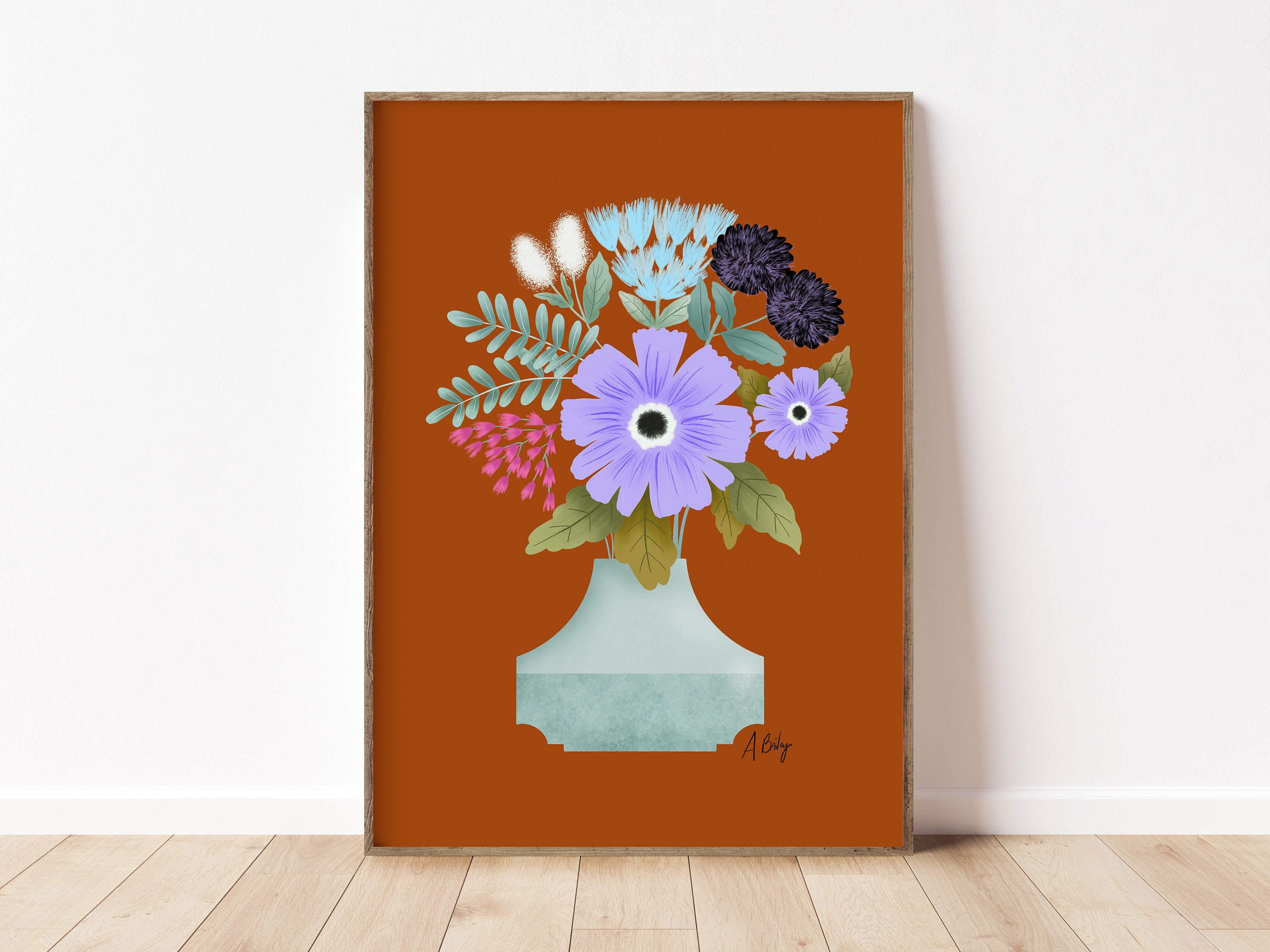 Folk Art Floral Illustration | Colorful Wall Art Print