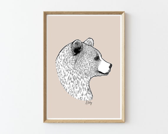 Kodiak Bear Art Print | Bear Wall Art | Nature wall art | bear art print | Nature Prints | Large Wall Art | nature home decor | modern