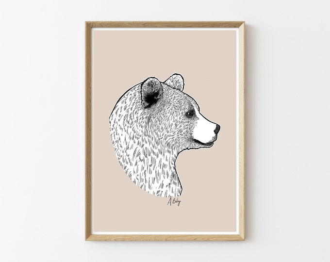 Kodiak Bear Art Print | Bear Wall Art | Nature wall art | bear art print | Nature Prints | Large Wall Art | nature home decor | modern