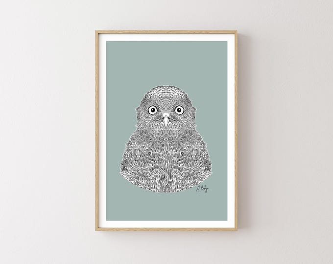 "Eagle Owlette" - Cute Owl Chick - Bird Illustration