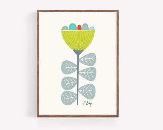 Folk Art - Illustration Print - Scandinavian Art - Simple Artwork - Living Room Wall Art - Scandinavian Decor - Large Wall Art - Boho Decor