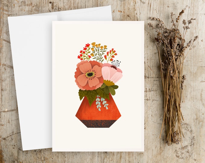 Folk Art Flowers Print: Hygge Scandinavian Floral Illustration