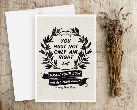 Henry David Thoreau Quote Note Cards - Quotes about life - greeting card with envelope - simple artwork - quote art - illustration art