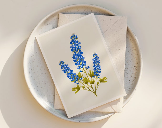 Watercolor Bluebonnets Notecards: Floral Greeting Card Set