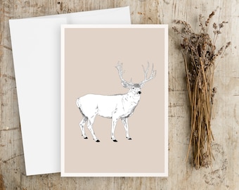 Modern Deer and Antlers Greeting Card | Animal Greeting Card | Any Occasion Greeting Card | Blank Greeting Card | wildlife greeting card