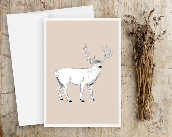 Modern Deer and Antlers Greeting Card | Animal Greeting Card | Any Occasion Greeting Card | Blank Greeting Card | wildlife greeting card