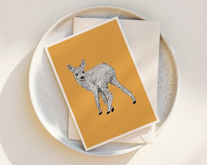 "Elk Calf" - Pen and Ink Drawing note cards, modern nature greeting cards