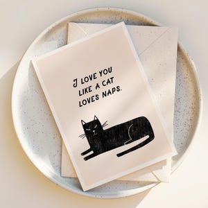 Funny Cat Greeting Card with Envelope - Cat Lover Note Cards - Cat Love Gift - Whimsical Cat Art - Funny Cats Note Cards - Blank Inside Card