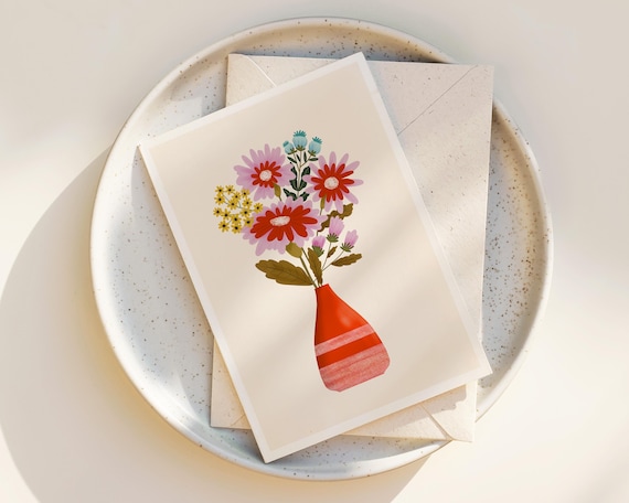 "Harvest" - Cute Whimsical Flowers Note Cards