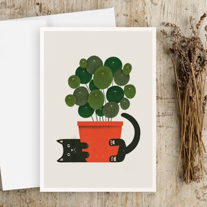 Funny Cat and Plant Wall Art Print Plants wall art Illustration Print Cat wall art Potted Plant Print Botanical wall art cute image 10