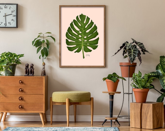 "Monstera" - Monstera Leaf Illustration Print: Botanical Wall Art, Nature Decor, Plant wall art