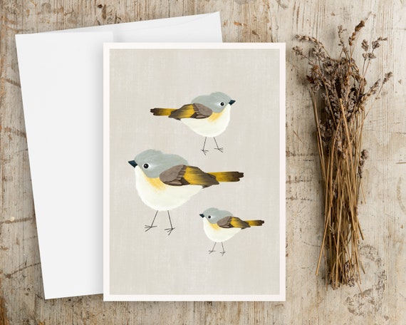 Little Birds Greeting Card - Cute - Modern - Nature - Note Cards - Set of Notecards - with envelopes - blank inside - scandinavian - hygge