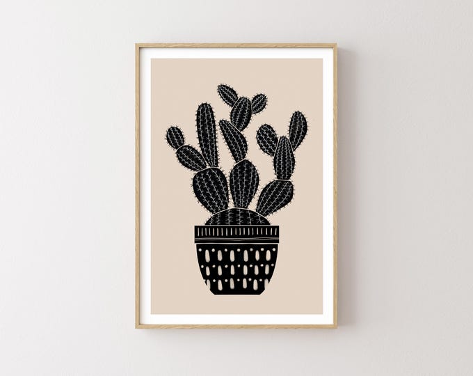Paddle Cactus Art Print: Modern Boho Nature Wall Decor
