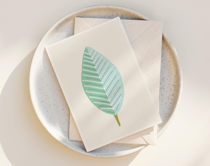 Mid-Century Modern Leaf Greeting Cards: Scandinavian Design, Blank Note Card Set