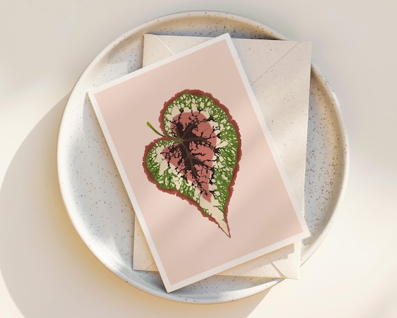 "Begonia Rex" - Plant Leaf Note Card with Envelope