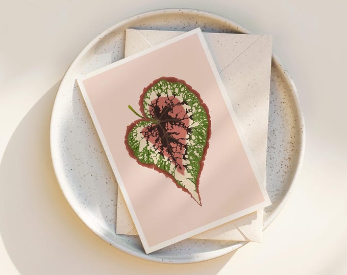 "Begonia Rex" - Plant Leaf Note Card with Envelope