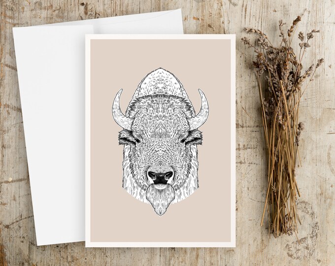 "Buffalo Portrait" - Pen and Ink Illustration Note Cards