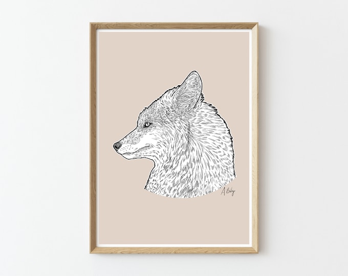 Modern Fox Wall Art | Fox Art Print | Customizable Art | Nature home decor | Animal wall art | Nature Prints | Large Wall Art | boho prints