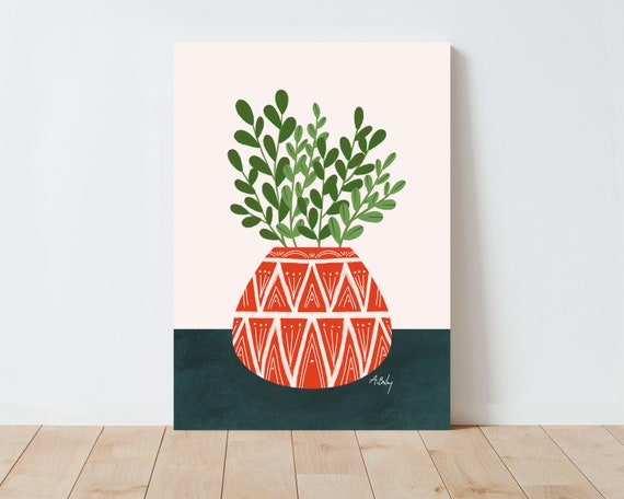 Potted Plant Wall Art - Succulent Wall Art - Scandinavian Decor - Plant lover - Plant Mom - Boho Decor - Illustration Print - Boho wall art