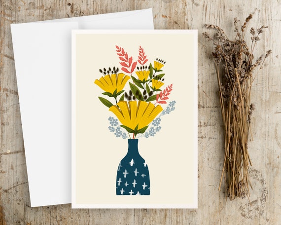 Scandinavian Flowers Greeting Cards - Greeting Card Set - Notecards - Floral - Abstract - Watercolor - Botanical - with envelopes - blank