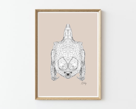 Bat Art Print | Animals Wall Art Print | Customizable Prints | Nursery Prints | Wildlife Prints | Nature Prints | Large Wall Art