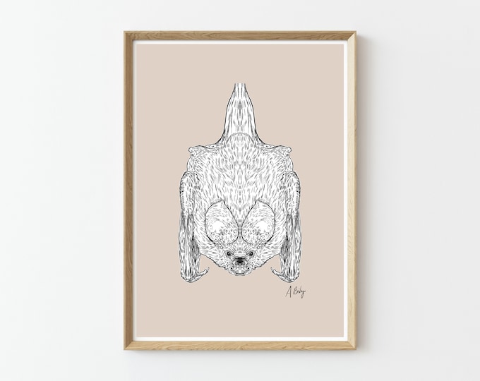 Bat Art Print | Animals Wall Art Print | Customizable Prints | Nursery Prints | Wildlife Prints | Nature Prints | Large Wall Art