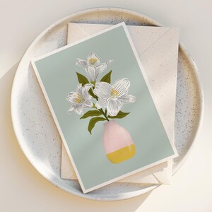 Cheerful Lilies Illustration Note Cards - Floral Greeting Cards - Blank inside any occasion - Set of Note Cards - Lily Flower - Floral Art