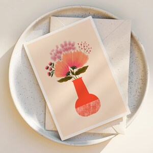 Whimsical Floral Greeting Card: Folk Art Flower Bouquet
